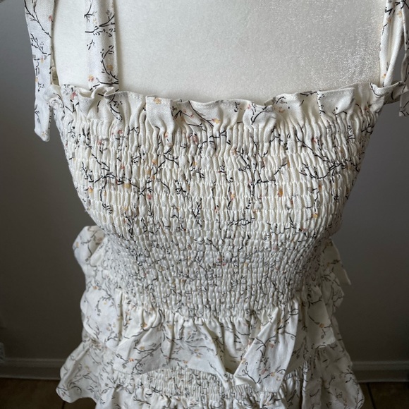 NWT House Of Harlow Linen Cottage Core Peasant Bohemian Floral Maxi Dress S - Picture 4 of 10